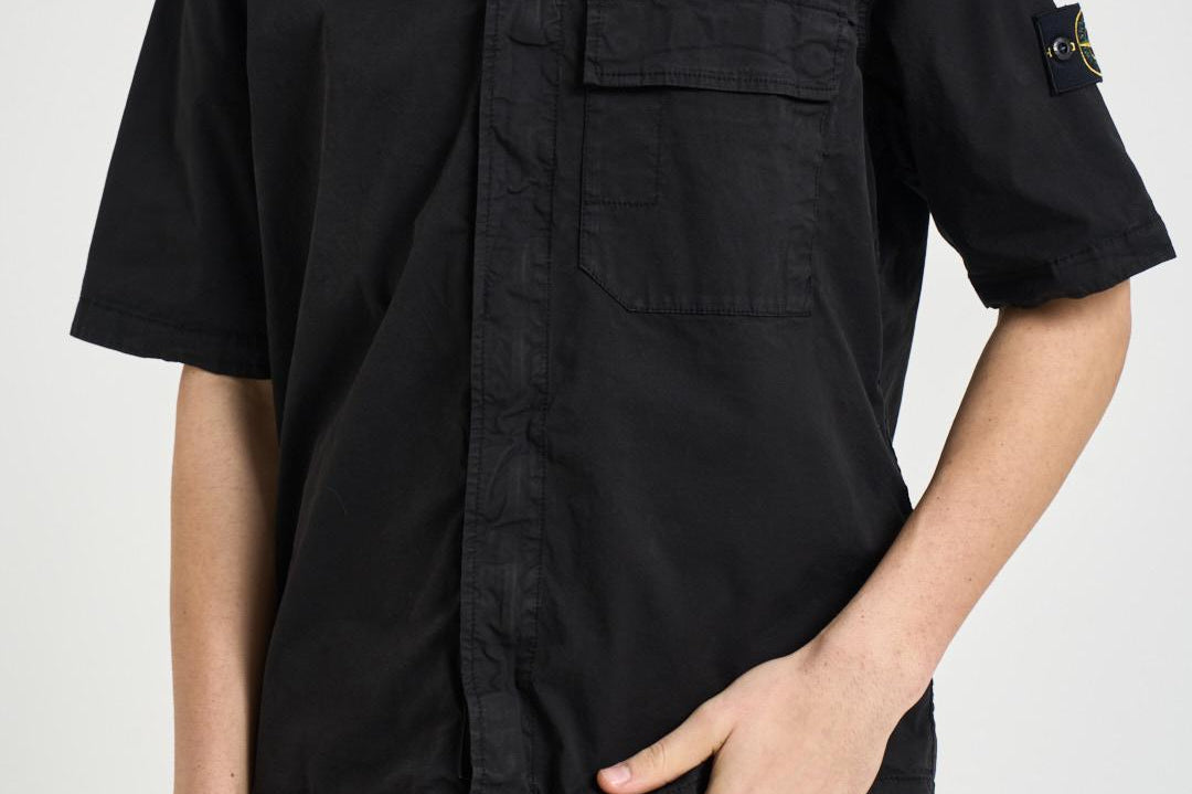 Camicia uomo manica corta nera 1100025 S0A10V0029 STONE ISLAND 