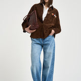 Camicia donna in suede marrone S1177 306 BAZAR DELUXE 