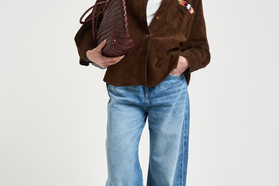 Camicia donna in suede marrone S1177 306 BAZAR DELUXE 