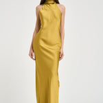 Abito donna lungo satinato ocra 16193 YELLOW ACTUALEE 
