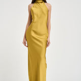 Abito donna lungo satinato ocra 16193 YELLOW ACTUALEE 
