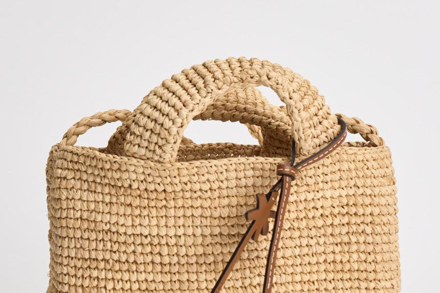 Borsa donna in rafia naturale ecru V8.8EW NATURAL MANEBI' 