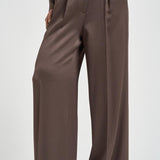 Pantalone donna fluido satinato marrone A04302 01943151 PESERICO 