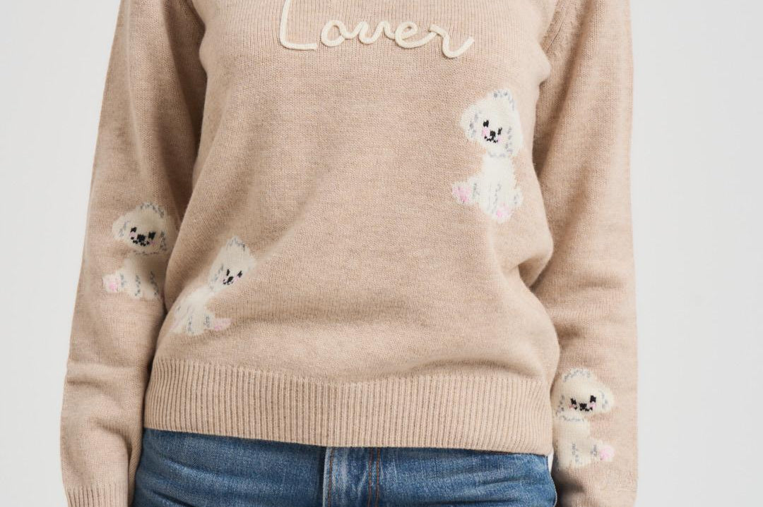 Maglia donna con ricamo beige NEWQUEEN PUPPIE11 MC2 SAINT BARTH 