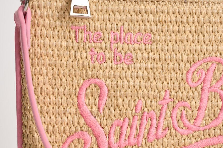 Pochette donna Parisienne Mini beige e rosa PARISIENNEMINISTRAW 00415L MC2 SAINT BARTH 