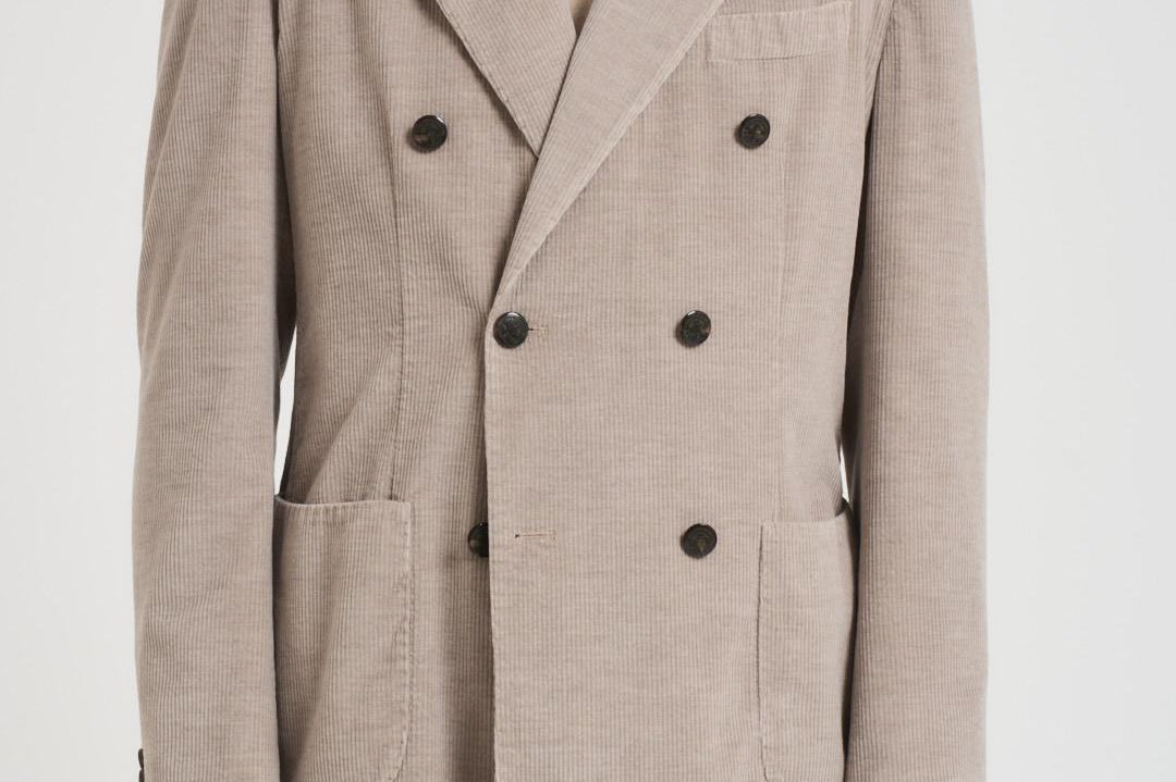 Giacca uomo doppiopetto in velluto grigio chiaro GL7251TL 387858P SANTANIELLO 