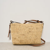 Borsa donna a tracolla in rafia beige V5.2AH NATURAL&BROWN MANEBI' 
