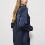 Camicia donna satinata blu Y5SM03 K92 SEMICOUTURE 