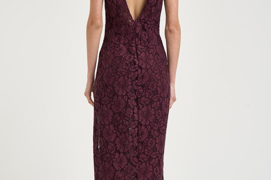 Abito donna in pizzo bordeaux 106588A330 DRUPAR57 PINKO 