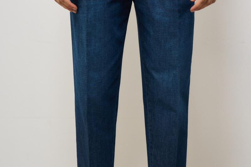 Pantalone uomo doppia pinces in denim BELLOD 32515671 BRIGLIA 