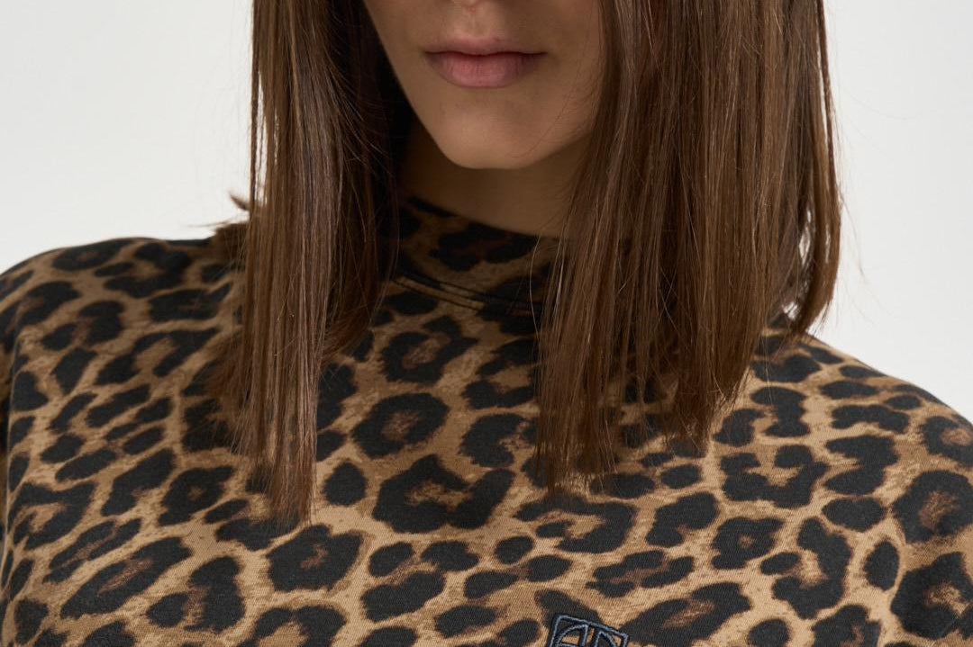 T-shirt donna girocollo Avi animalier 11154 MTL59BLACKBROWN ANINE BING 