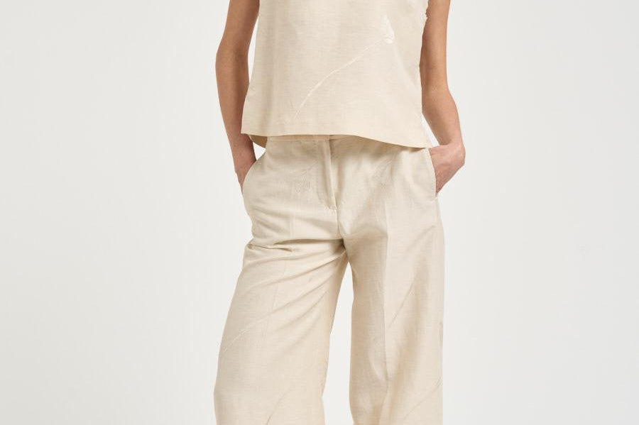Blusa donna con foglie ricamate avana 5S1023 L9487400 GLANSHIRT 