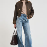 Giubbotto donna in pelle marrone GWP02376 P00216590108 GOLDEN GOOSE 