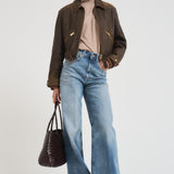 Giubbotto donna in pelle marrone GWP02376 P00216590108 GOLDEN GOOSE 