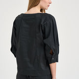 Blusa donna girocollo nera L6SK14 Y69 LIVIANA CONTI 