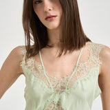Top donna in stile lingerie verde 106623A385 LYDIAS86 PINKO 