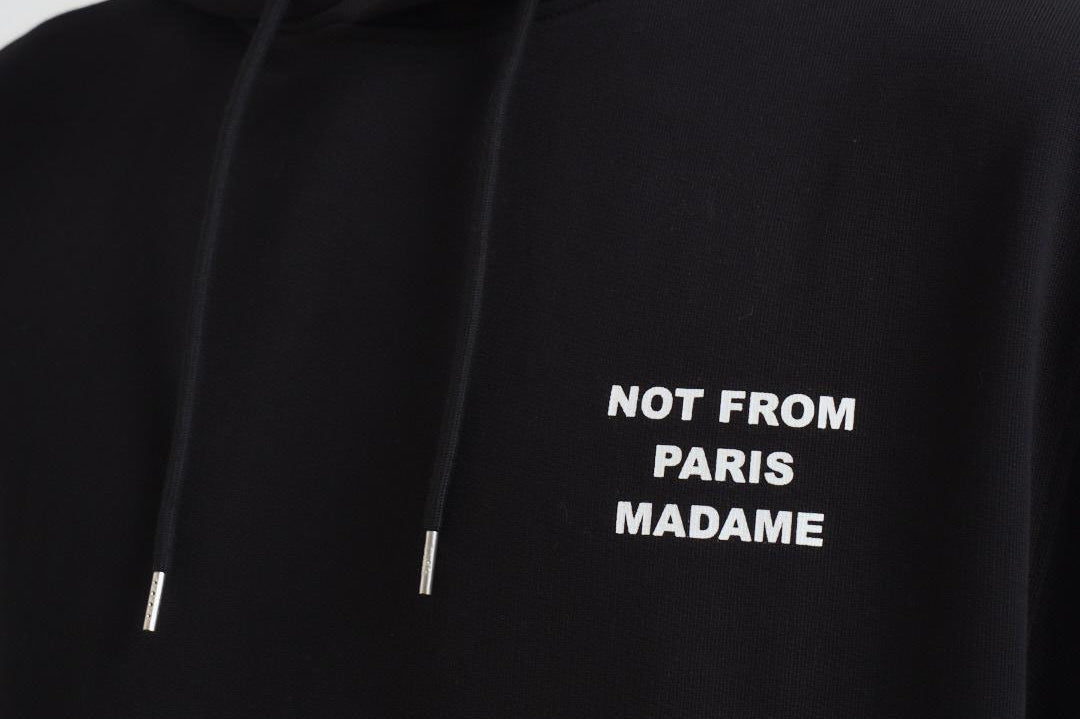 Felpa uomo con cappuccio nera slogan HO162 CO127BL DROLE DE MONSIEUR 