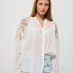 Camicia donna bianca con ricami 13888 0015 FORTE FORTE 