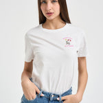 T-shirt donna girocollo bianca con ricamo EMILIE 03739L MC2 SAINT BARTH 