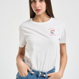 T-shirt donna girocollo bianca con ricamo EMILIE 03739L MC2 SAINT BARTH 