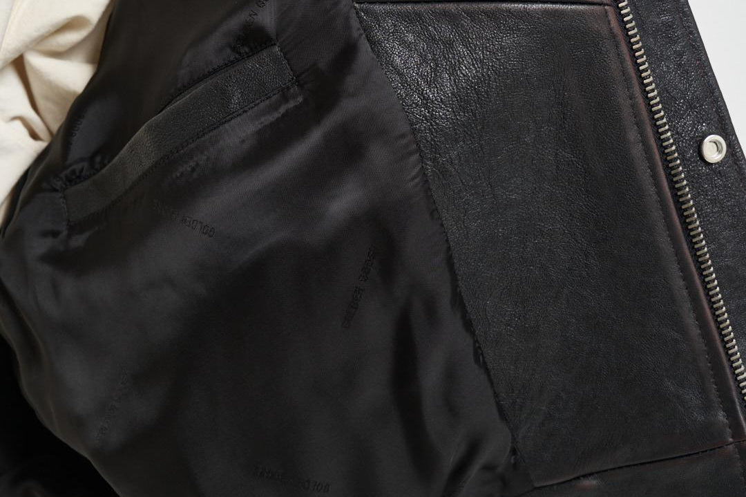 Giacca uomo in pelle nera GMP02531 P00230140249 GOLDEN GOOSE 