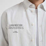 Camicia uomo a righe pistacchio e bianca 1000442 479 LES DEUX 
