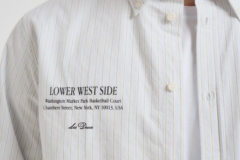 Camicia uomo a righe pistacchio e bianca 1000442 479 LES DEUX 