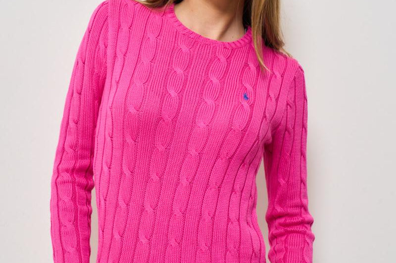 Maglione donna a treccia fuxia 211891640 025 RALPH LAUREN 