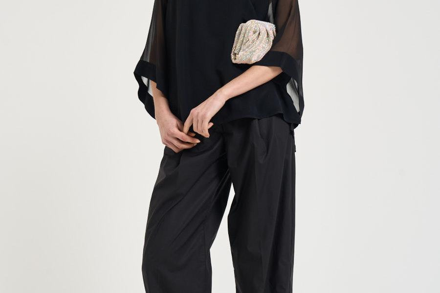 Blusa donna Sheer Raglan Blouse nera 32105 1433BLACK FILIPPA K 