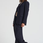 Giacca monopetto donna gessata blu navy GWP02461 P00209850629 GOLDEN GOOSE 