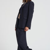Giacca monopetto donna gessata blu navy GWP02461 P00209850629 GOLDEN GOOSE 