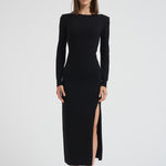Abito donna lungo con spacco nero D550909 LIME013NERO P.a.r.o.s.h. 