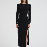 Abito donna lungo con spacco nero D550909 LIME013NERO P.a.r.o.s.h. 