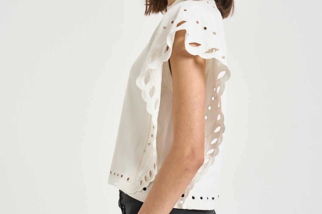 Top donna bianco con ricami TS0298FA D1N08E23EC MARANT ETOILE 