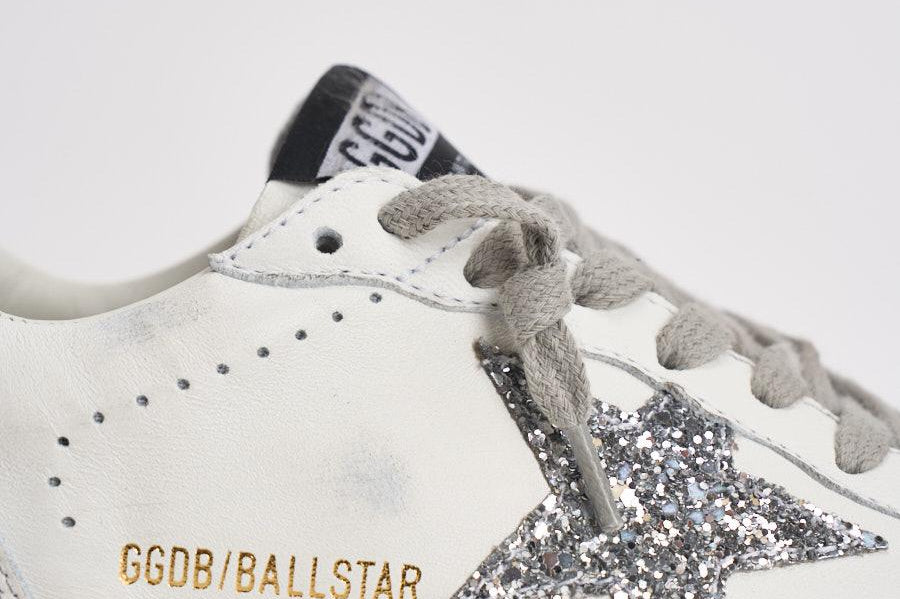 Sneakers donna Ball Star bianca glitter argento GWF00117 F00377311325 GOLDEN GOOSE 