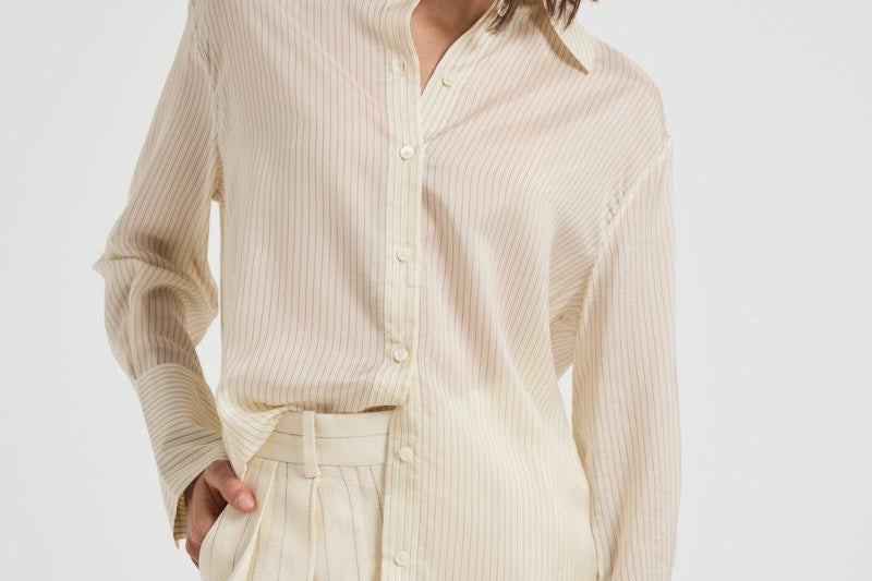 Camicia donna Bridget gessata panna 11033 MTL55 ANINE BING 