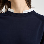 Maglia donna blu con inserto camicia bianca Y6SB60 N06 SEMICOUTURE 