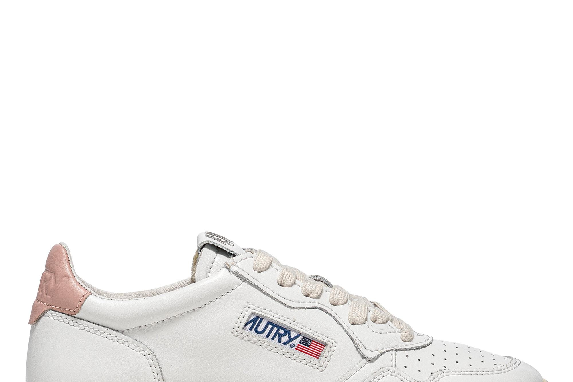 Sneakers donna medalist low in pelle bianca e rosa AULW LL16 AUTRY 