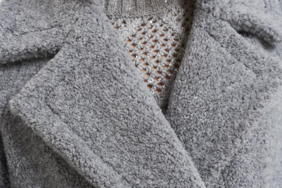 Cappotto donna teddy grigio chiaro CA000583D 9420 HERNO 