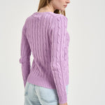 Maglia donna girocollo a trecce lilla 211971869 505 RALPH LAUREN 