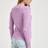 Maglia donna girocollo a trecce lilla 211971869 505 RALPH LAUREN 