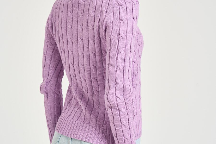 Maglia donna girocollo a trecce lilla 211971869 505 RALPH LAUREN 