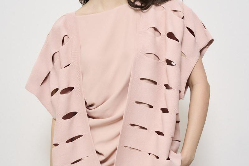 Cardigan donna traforato rosa F5SA74 F47 LIVIANA CONTI 