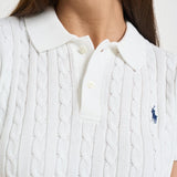 Polo donna bianca in maglia a trecce bianca 211972118 501 RALPH LAUREN 