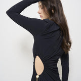Abito donna lungo Octavia Dress nero 625SS6629O BLACK DANAME 