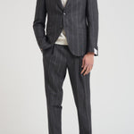 Abito uomo monopetto gessato grigio 2442+8364 535102 LUIGI BIANCHI 