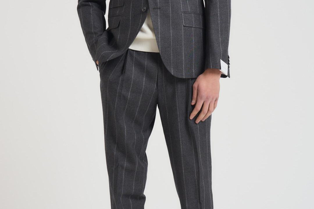 Abito uomo monopetto gessato grigio 2442+8364 535102 LUIGI BIANCHI 