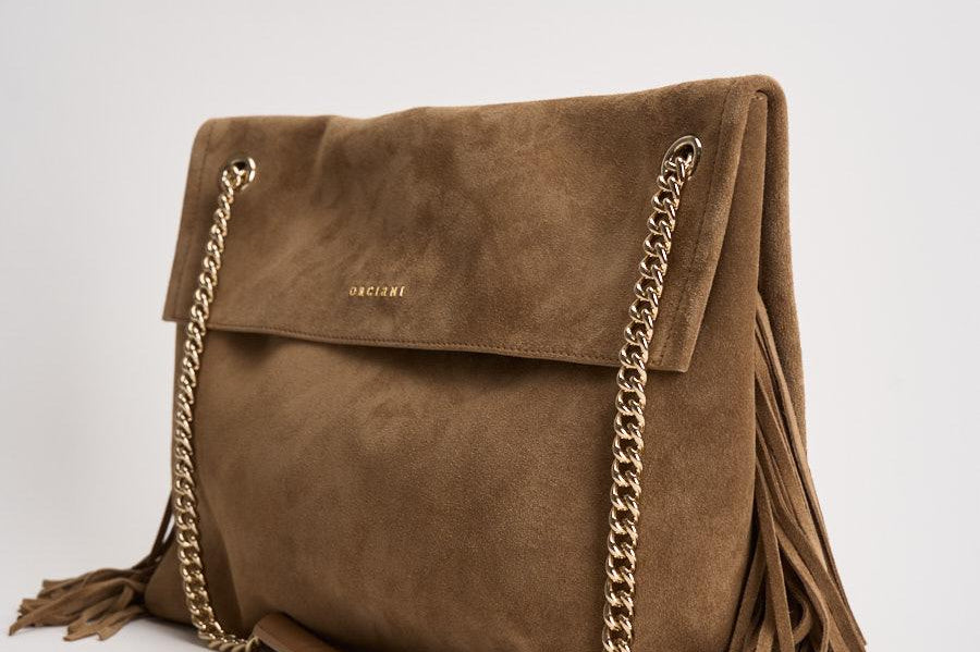 Borsa donna Venus Midi in suede tortora B02212 BISCOTTO ORCIANI 