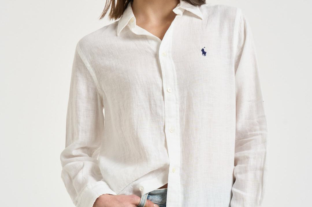 Camicia donna in lino bianca 211970730 518 RALPH LAUREN 