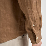 Camicia uomo in lino marrone 710966294 505 RALPH LAUREN 